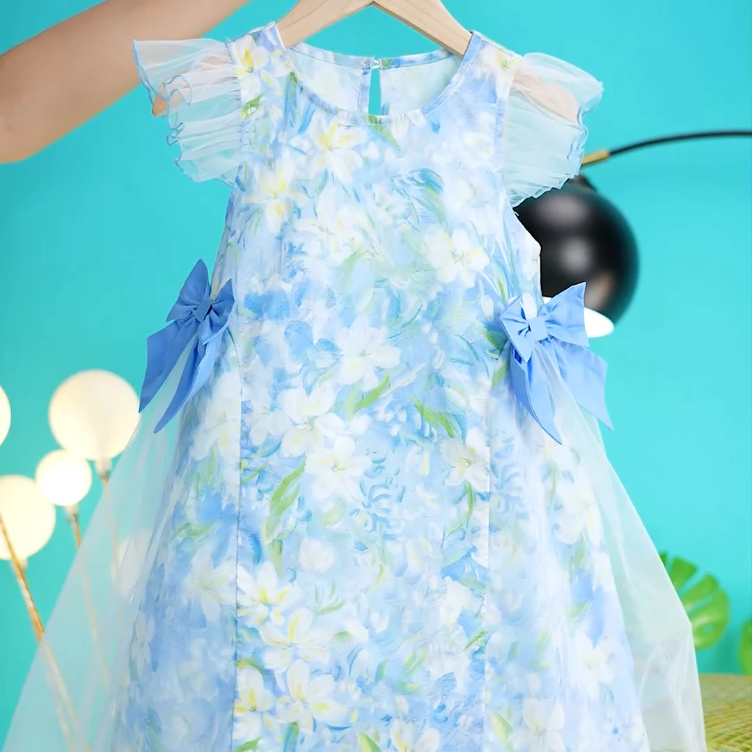 JMBEAR/杰米熊童装女孩连衣裙森系纱裙蝴蝶宝宝礼服公主风JMX06