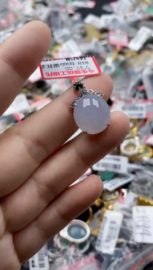 翡翠戒指银S925镶嵌6666---8