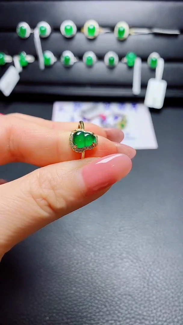 银S925镶嵌戒指翡翠天然翡翠A货s925银镶