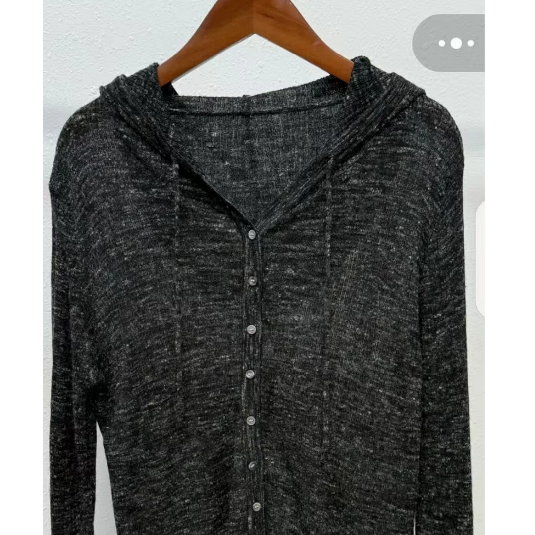 韩国走货新款麻灰色修身软糯毛衫开衫（小王自留）