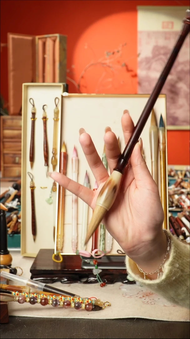 42号闪孤品高货毛笔链接 清水试笔 蘸墨不退