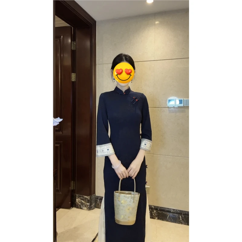 2025秋冬新品网红单层显瘦修身复古气质显白旗袍时尚中式日常百搭