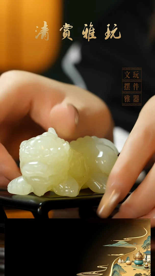玉《吞金貔貅》手把件摆件