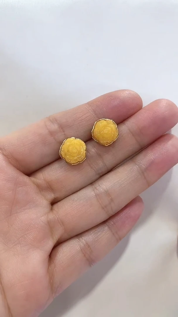 蜜蜡银S925镶嵌耳钉下7（多样性发一）