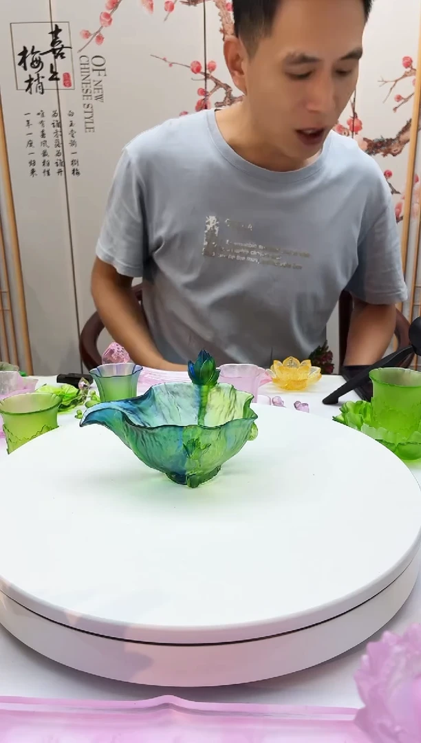 琉璃菁***?蓝绿色荷叶公道杯