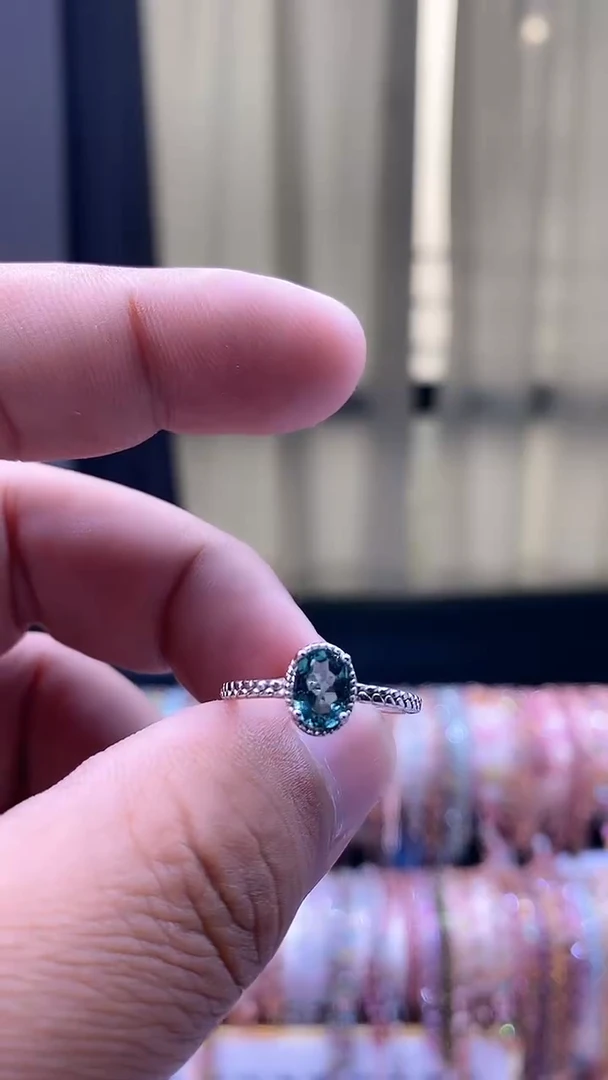 【闪购商品】碧玺戒指银S925镶嵌45354345354