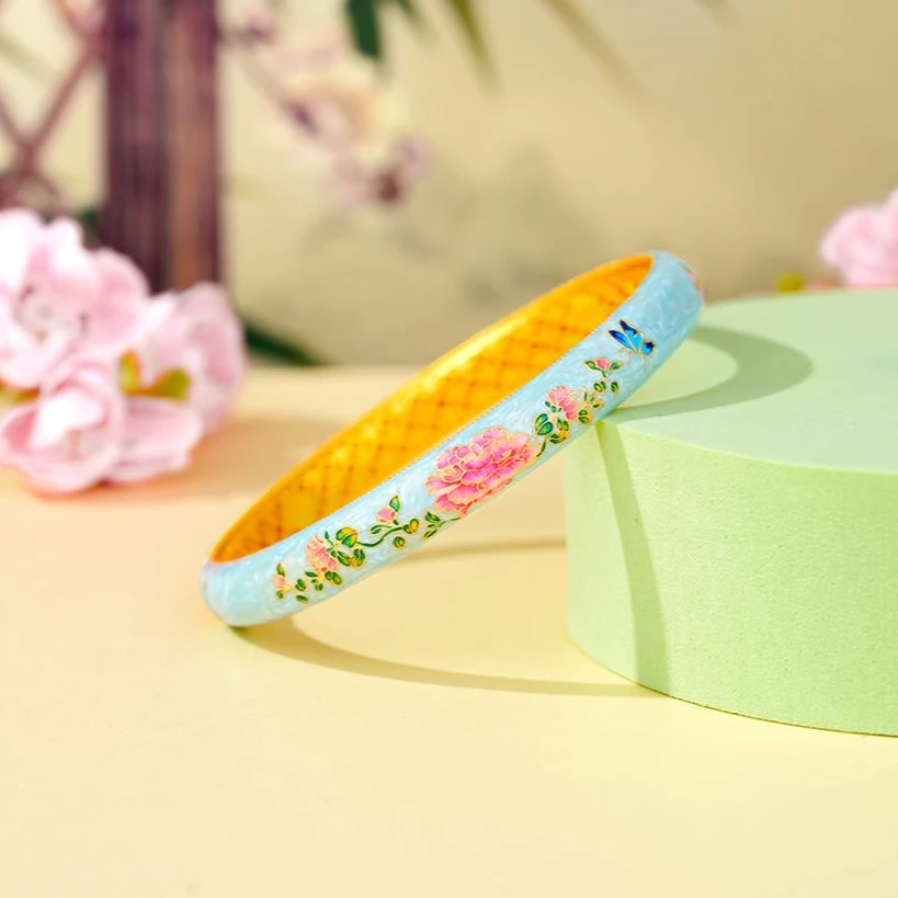 ZOCAI/佐卡伊【传世之美】古法黄金足金珐琅彩国色芳华手镯