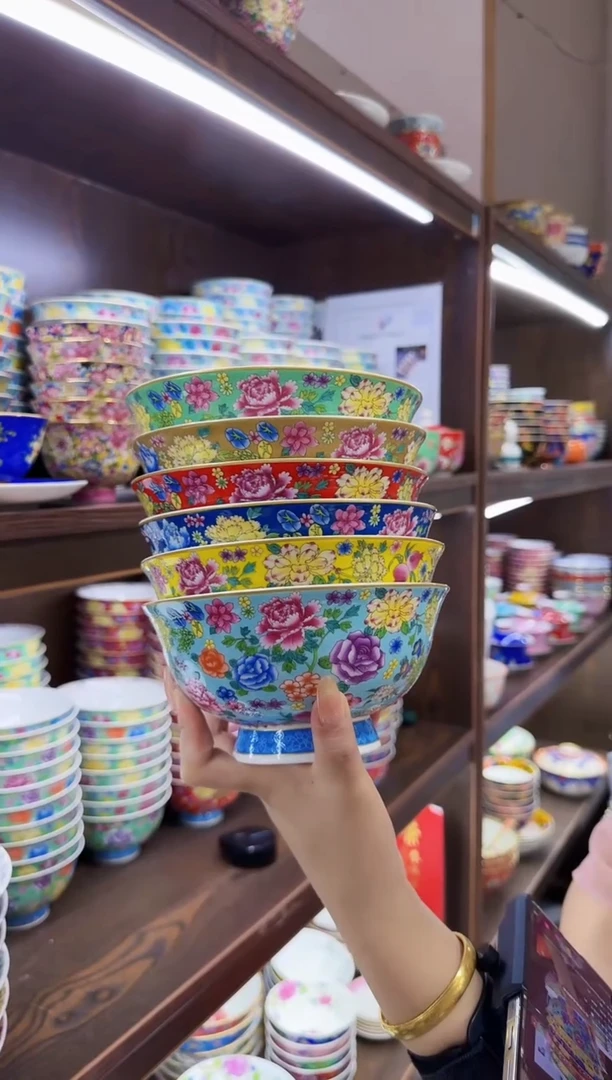 珐琅6英寸面碗6个景德镇陶瓷