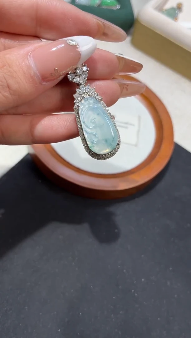 吊坠(不含链)银S925镶嵌翡翠【挽石珠宝】如意