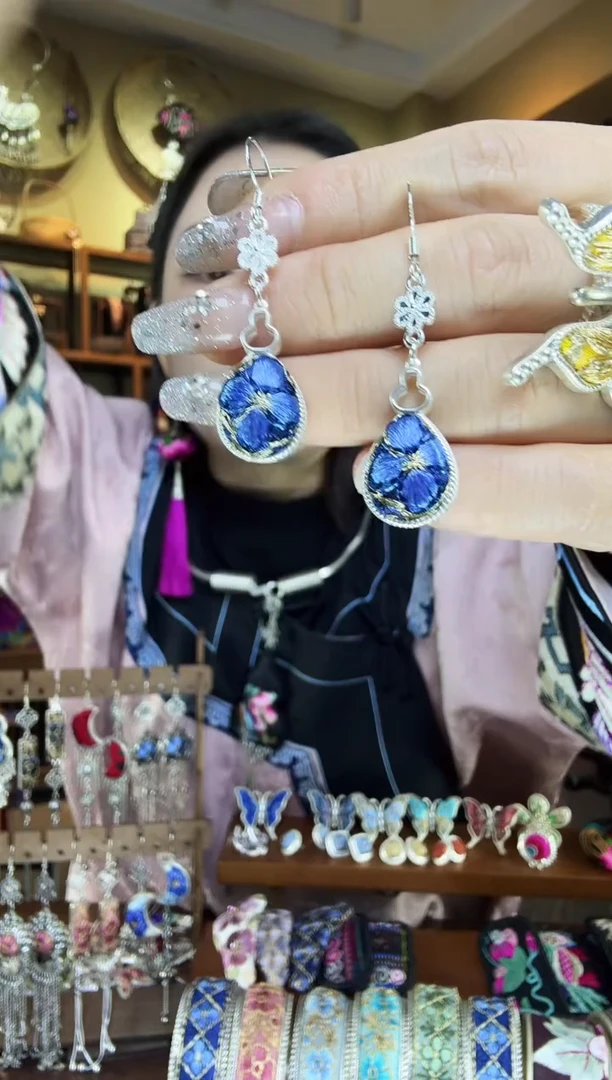 刺绣非遗刺绣民族风耳环