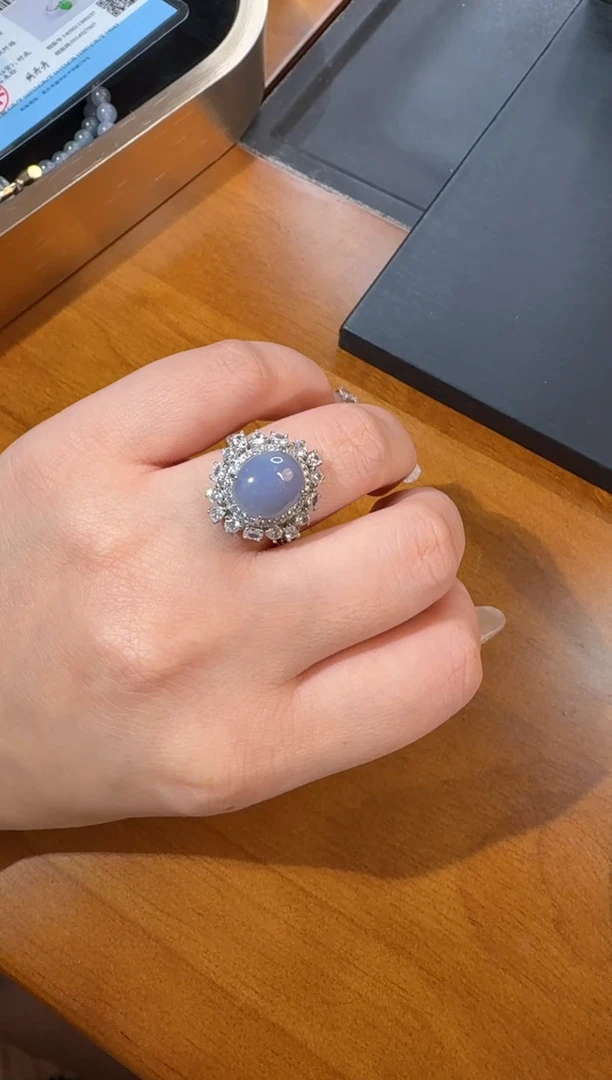 【闪购商品】翡翠戒指银S925镶嵌天然A货翡翠戒指