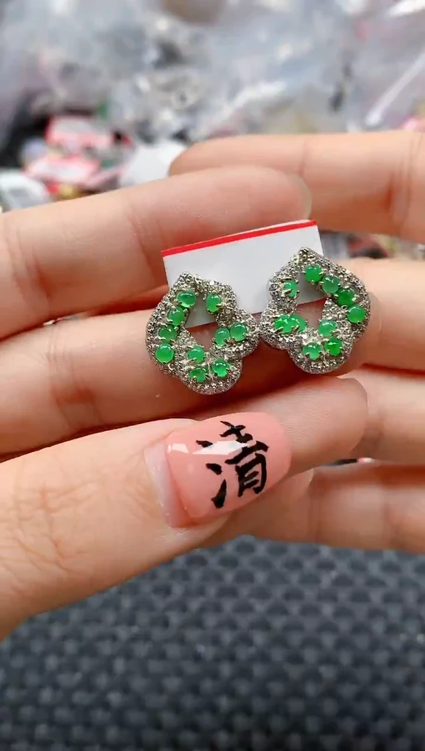 银S925镶嵌戒指翡翠天然A货缅甸翡翠