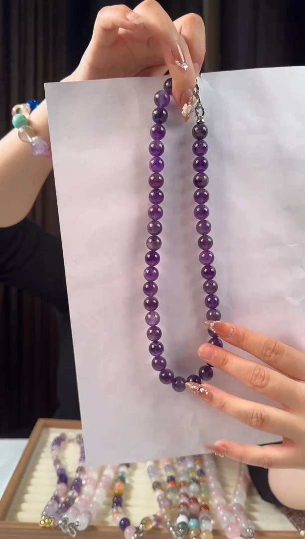 颈饰未镶嵌紫晶紫水晶项链