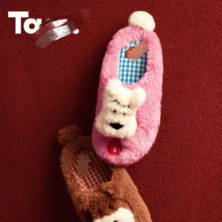 TG小狗棉拖-女棉冬季保暖秋冬毛绒可爱卡通小狗厚底女动漫感F3