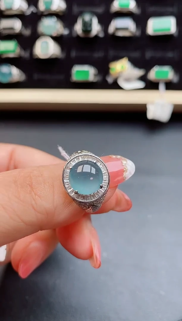 【闪购商品】翡翠戒指银S925镶嵌5080