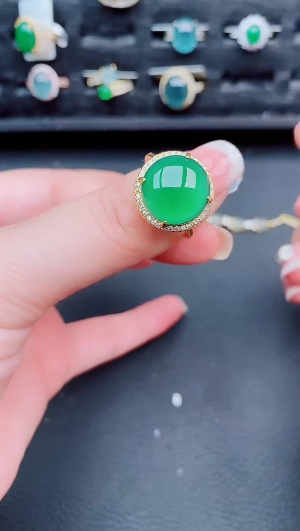 翡翠戒指银S925镶嵌天然a货翡翠262