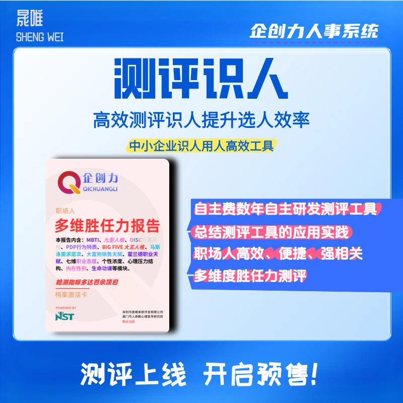 [人才画像测评卡]中小企业管理测评工具 | 人力资源/员工发展