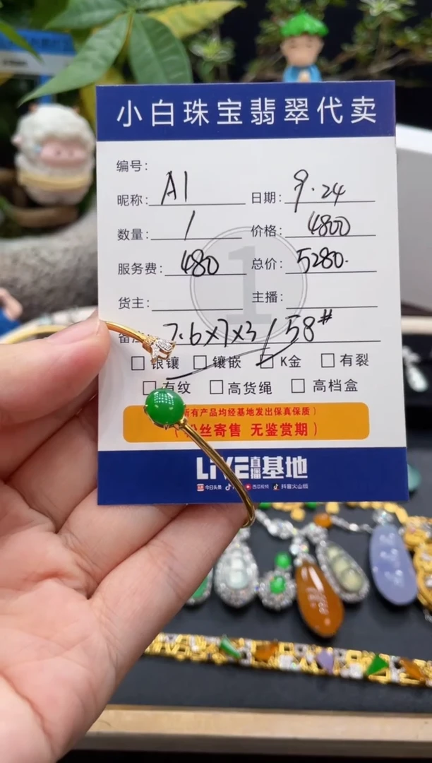 18K金镶嵌手镯翡翠A***e手镯