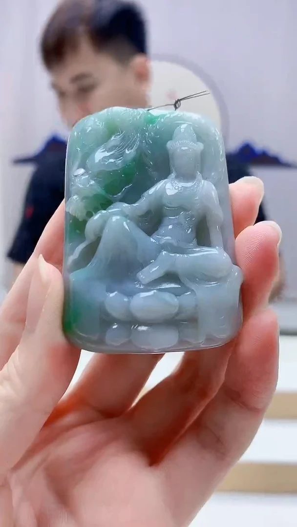 未镶嵌定制翡翠4868zm-毛货挂件58观音