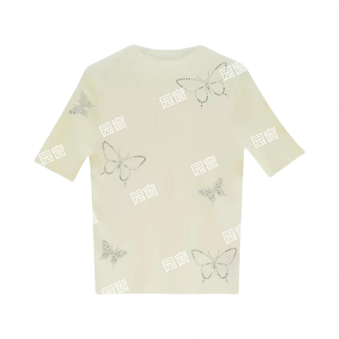 时尚烫钻蝴蝶100莱赛尔针织上衣114