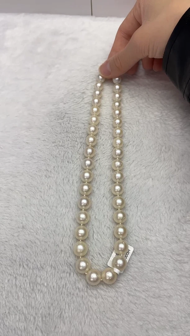 【闪购商品】海水珍珠项链银S925镶嵌澳白9-13mm（多样性发一）