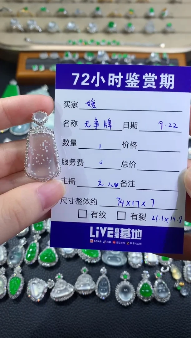 颈饰18K金镶嵌翡翠媛****.无事牌