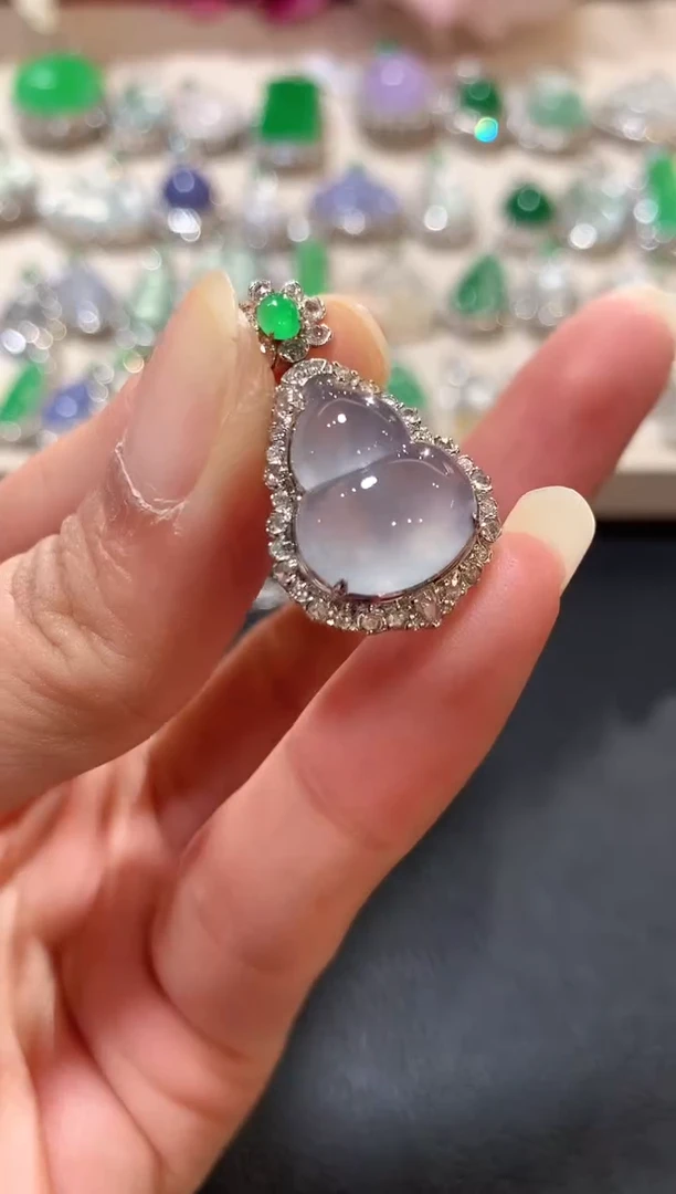 吊坠(不含链)18K金镶嵌翡翠z143