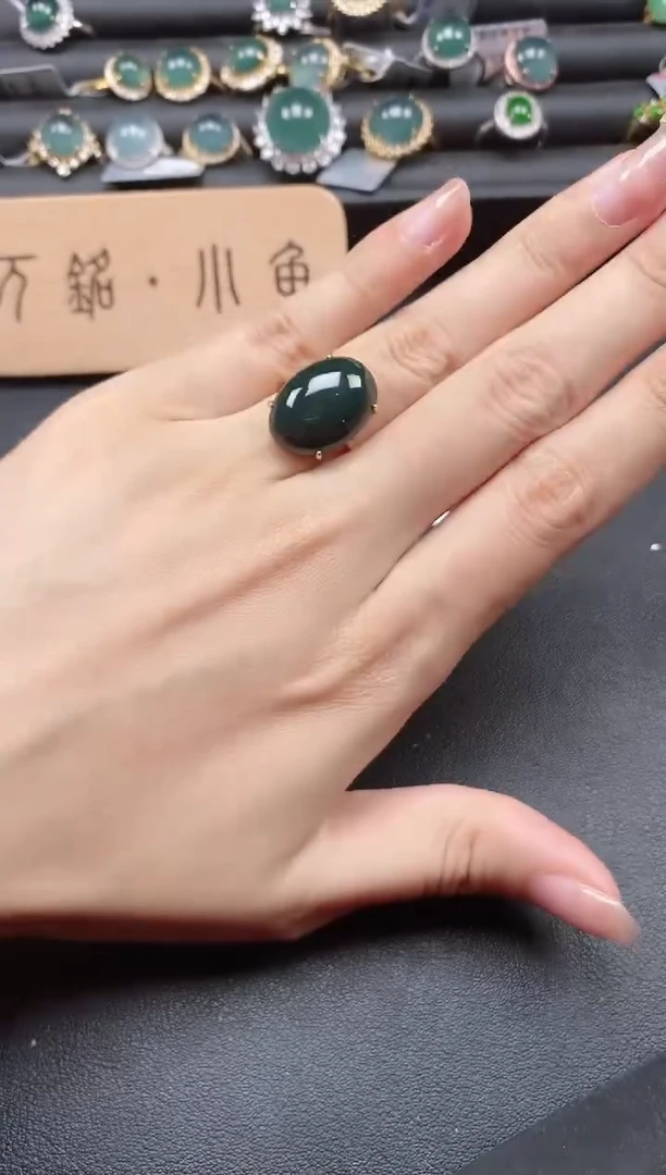 翡翠戒指银S925镶嵌51511