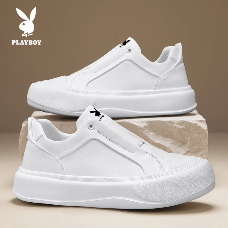 PLAYBOY/花花公子时尚休闲鞋2025新款男士百搭厚底小白鞋运动板鞋