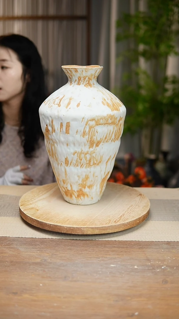 【闪购商品】陶瓷 花器诧寂黄高脚