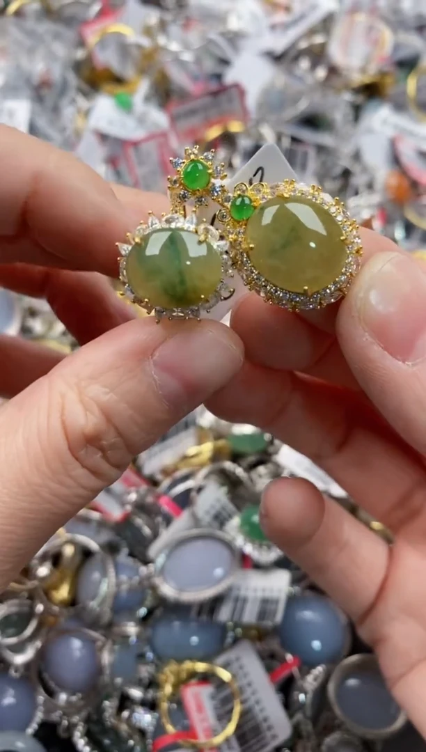 银S925镶嵌戒指翡翠4444----6