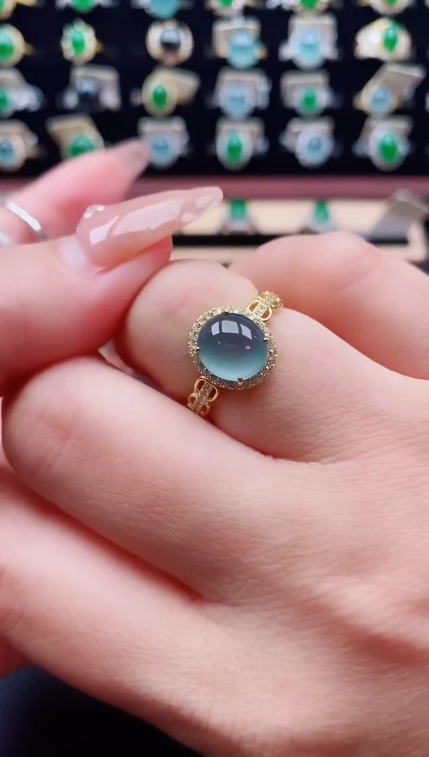 银S925镶嵌戒指翡翠1