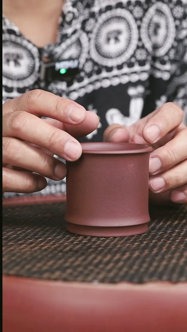 茶壶紫砂13号老紫泥竹节杯