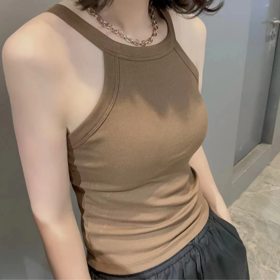 310 吊带背心外穿夏美背Bra短背心时尚挂脖短背心辣妹风挂脖上衣