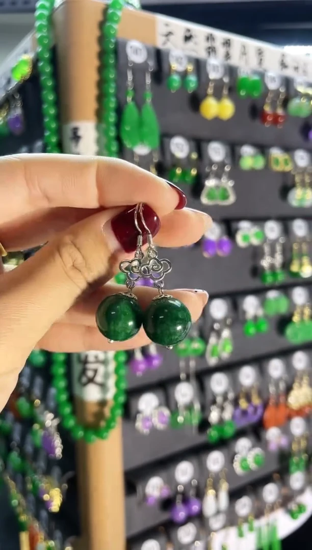 【闪购商品】翡翠耳饰银S925镶嵌021...