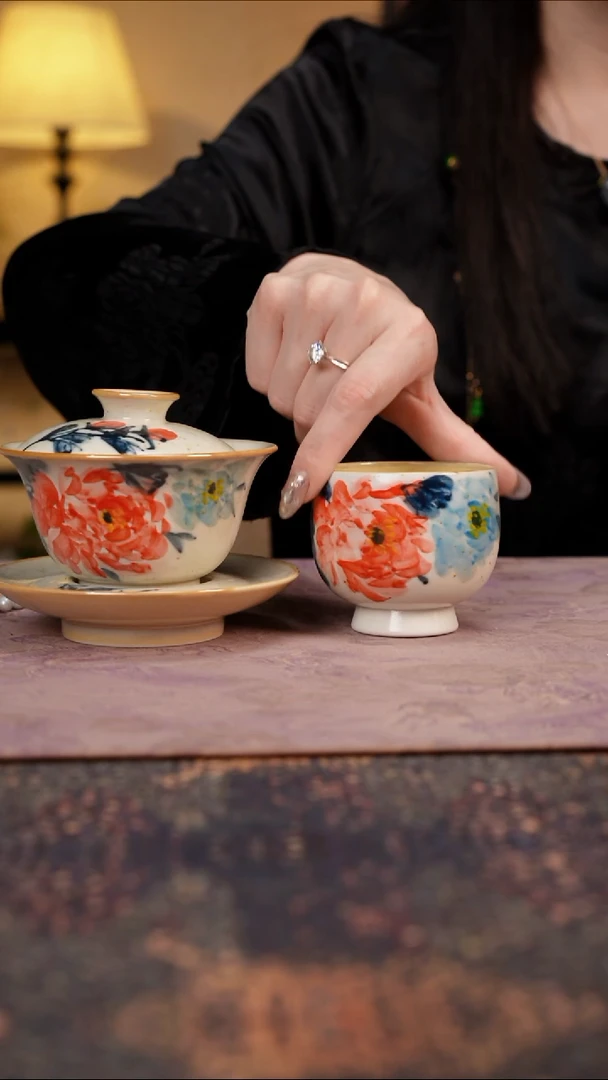 杯景德镇陶瓷杯碗柴烧多人