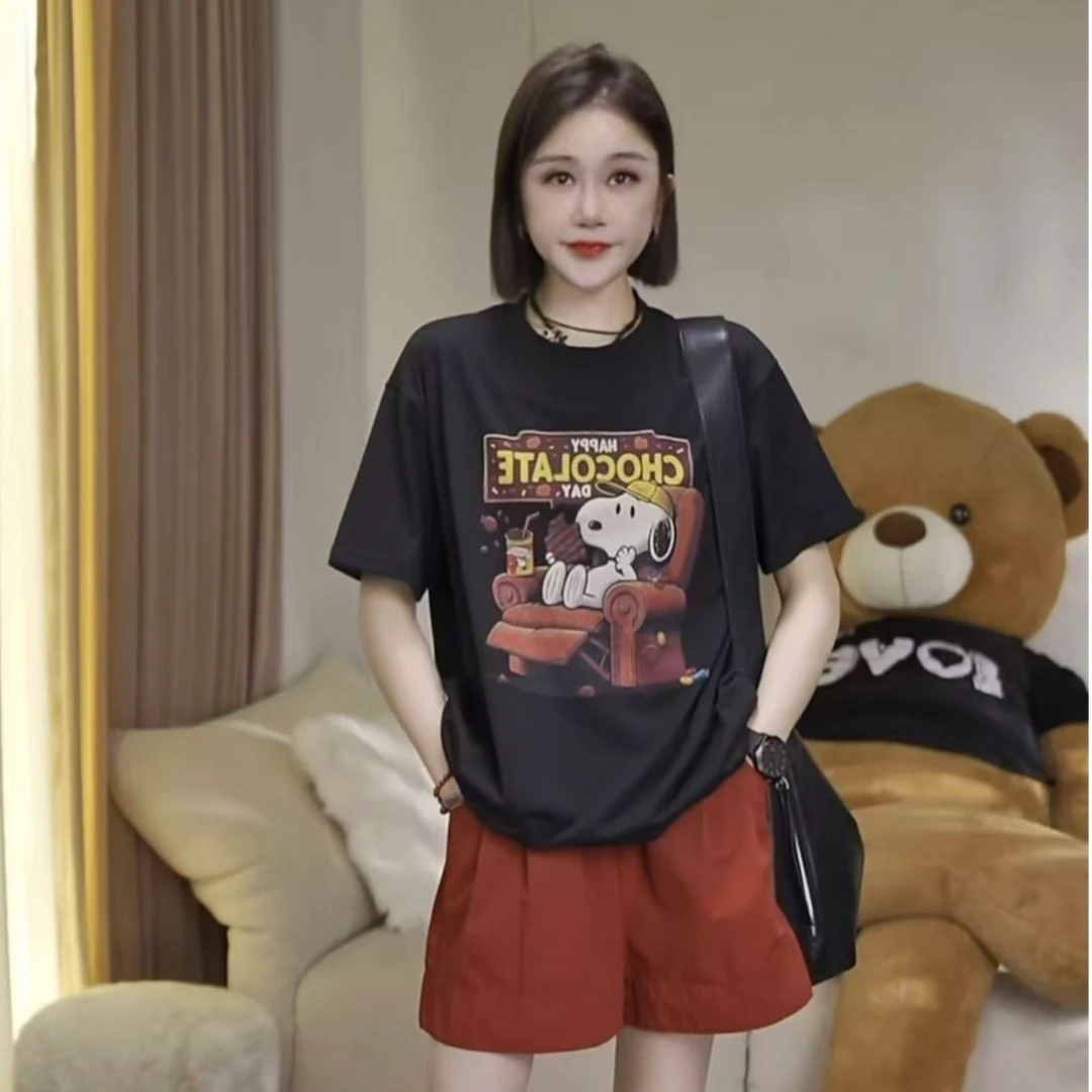 JW/静稳2025时尚宽松百搭休闲女款减龄创意短袖T恤5551395