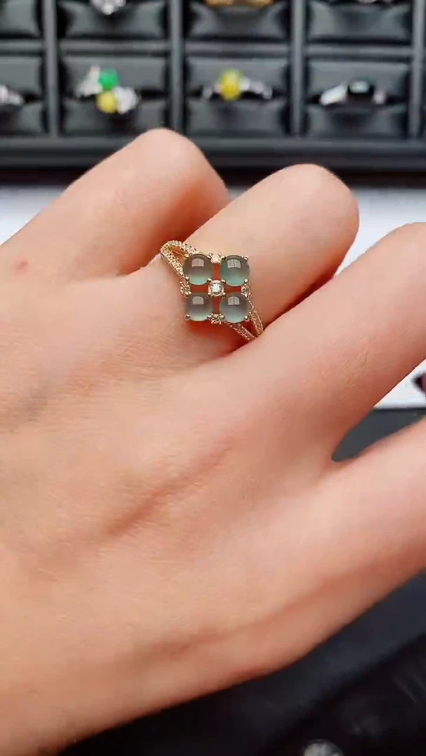 银S925镶嵌戒指翡翠...