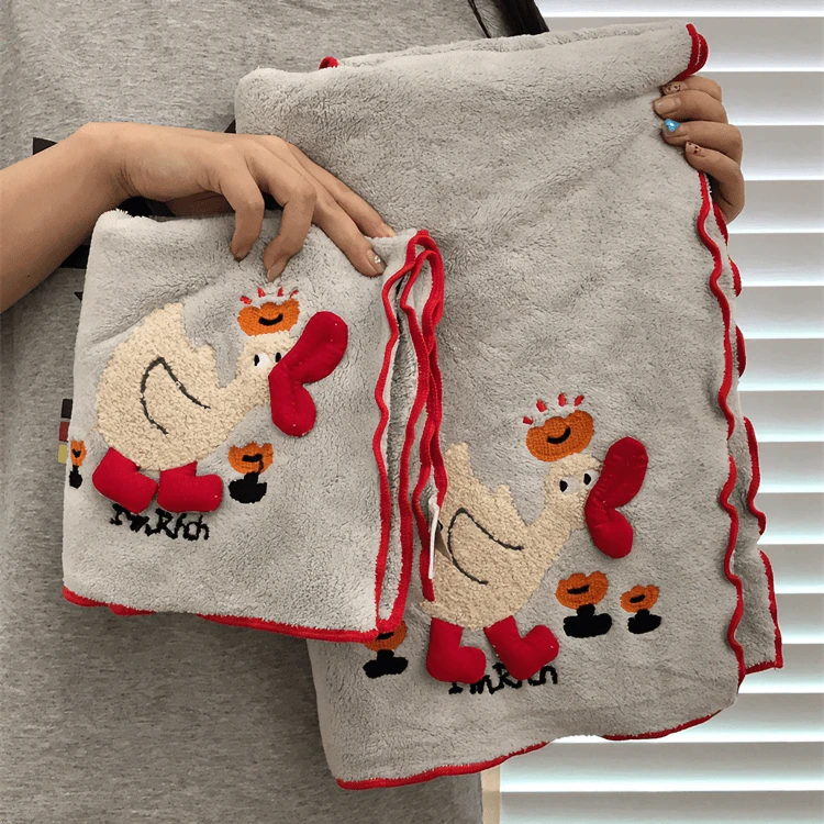 可爱小鸭浴巾毛巾成人情侣款吸水加厚速干学生洗脸巾裹巾女男