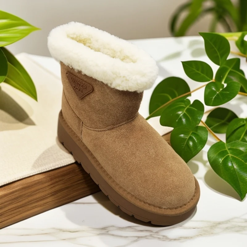 2402保暖修面皮包裹性加绒高帮时尚雪地靴