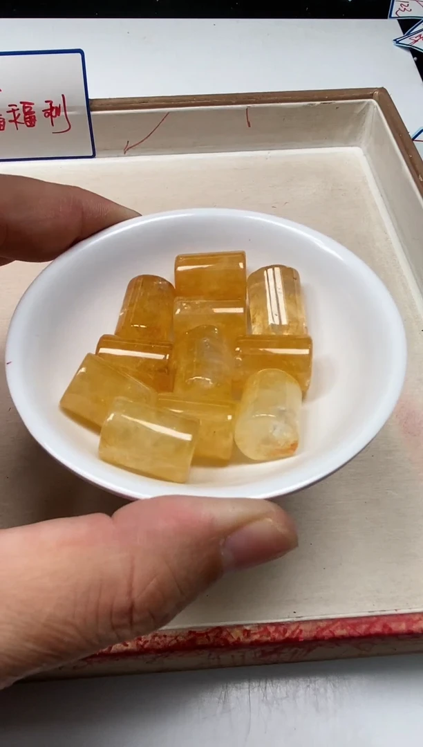 散珠未镶嵌碧玺C890碧玺大桶珠 黄色2个9.9元