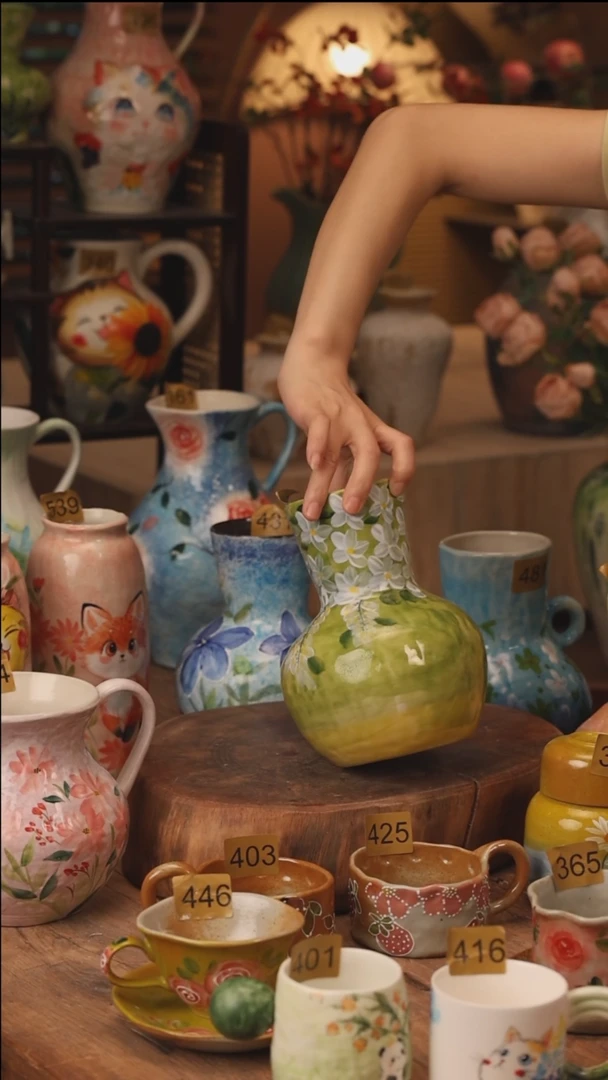 陶瓷景德镇设计师手作花器摆件侘寂风420