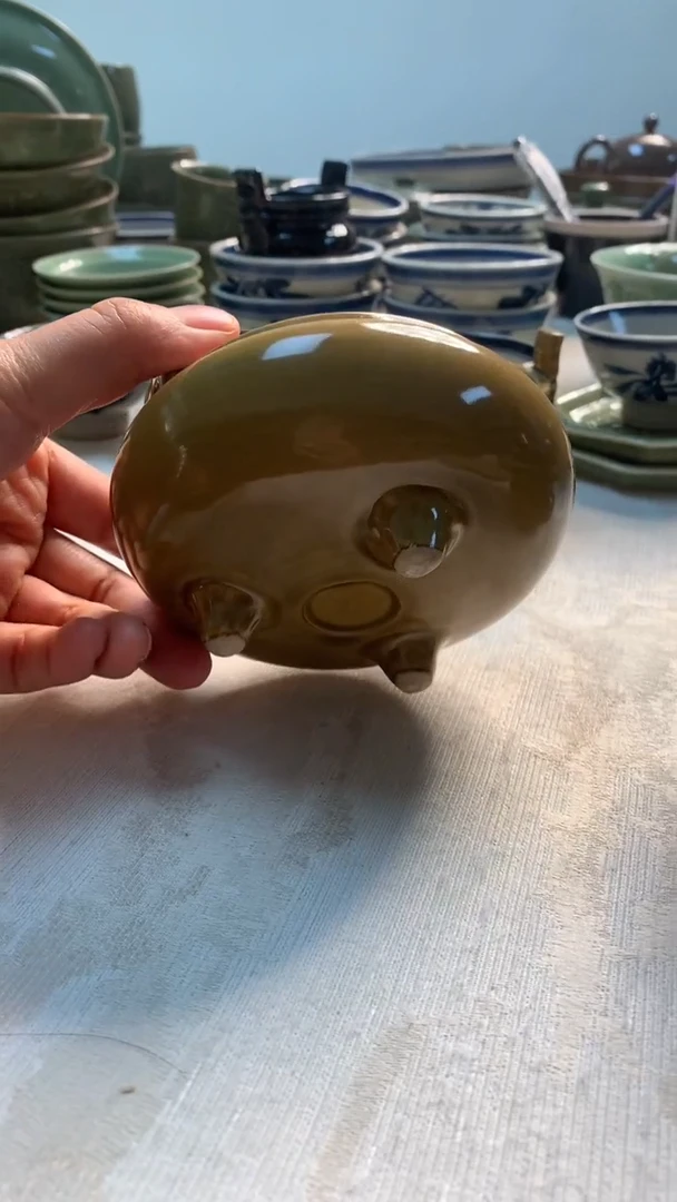 【闪购商品】耀州窑 姜黄釉香炉一只