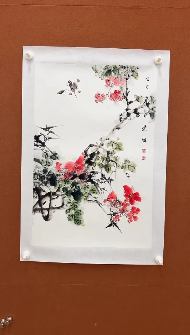 国画童建明四尺三开花鸟