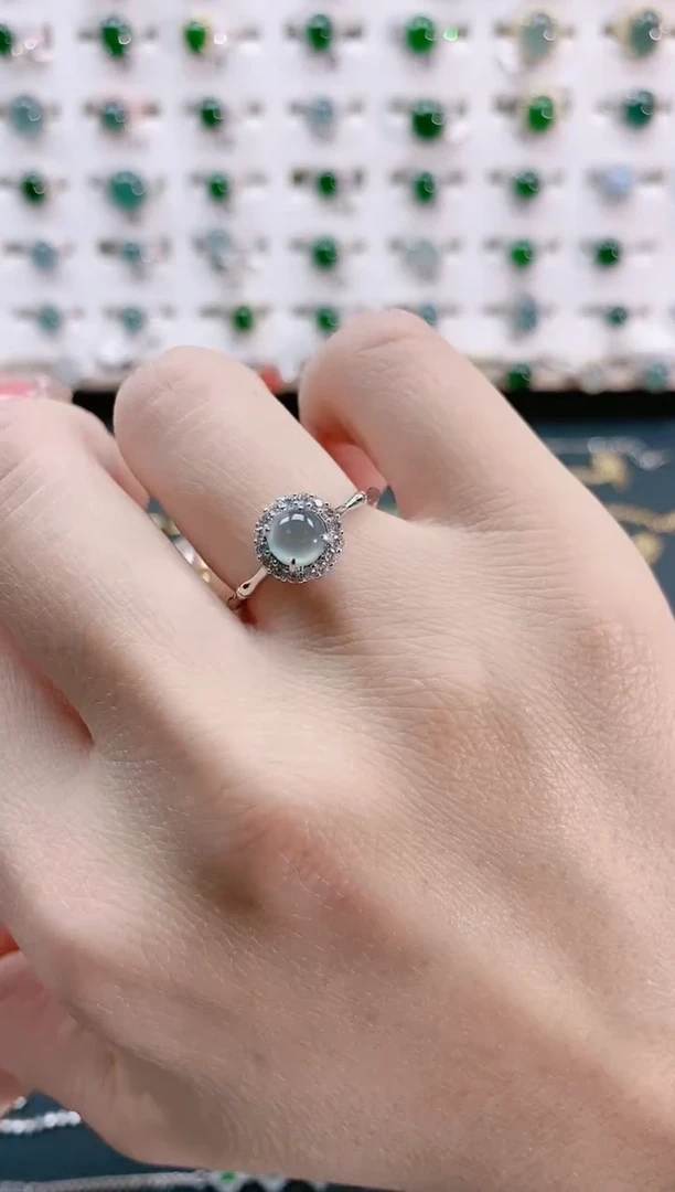 【闪购商品】翡翠戒指银S925镶嵌天然翡翠