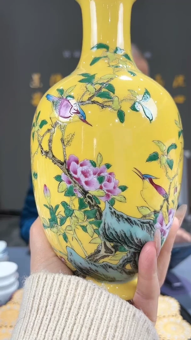 【闪购商品】官窑瓷画院298官窑瓷画院花鸟赏瓶