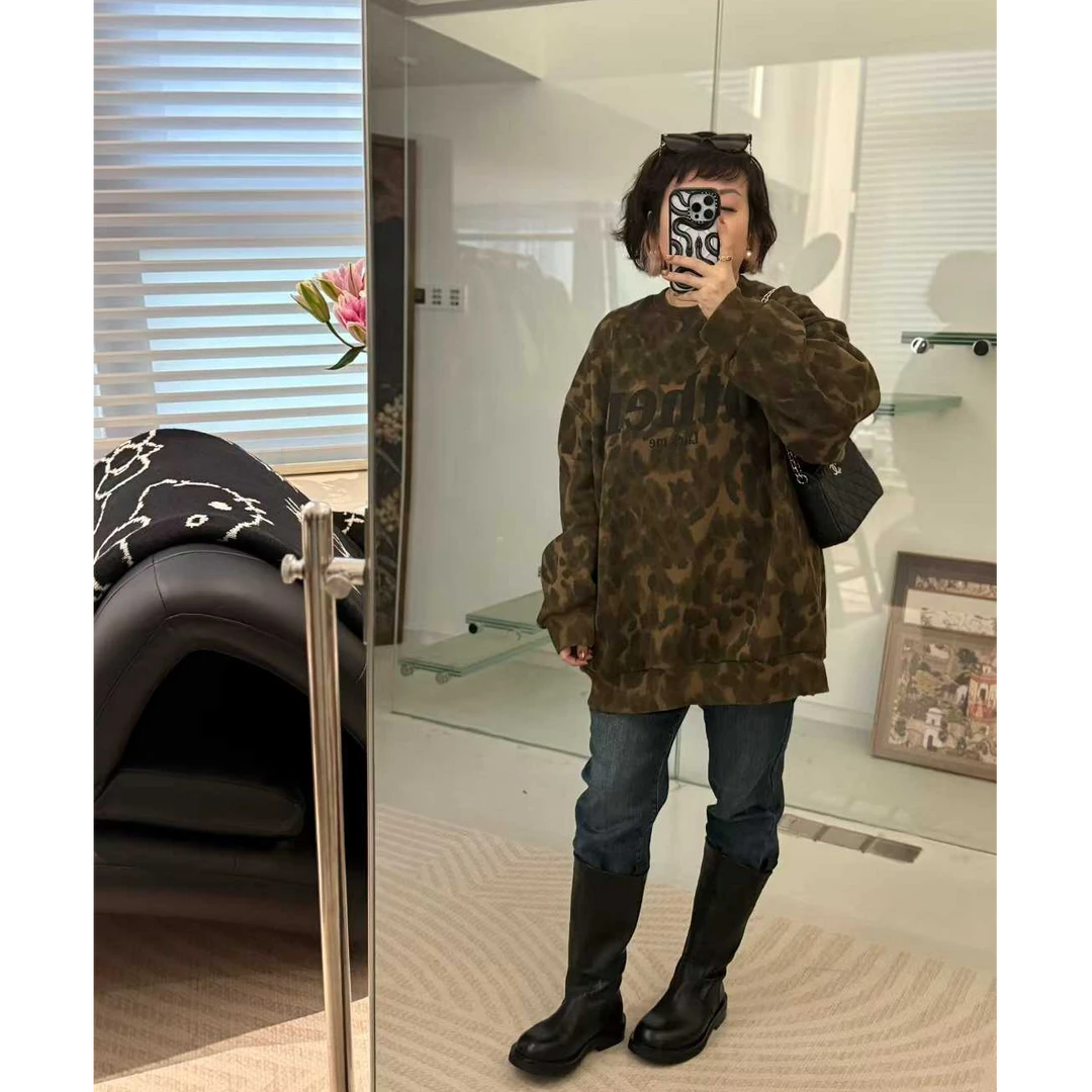 MEET   冬季定制磨毛豹纹卫衣