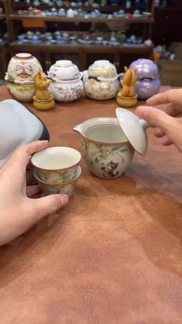 真的很便宜会开片的旅行茶具