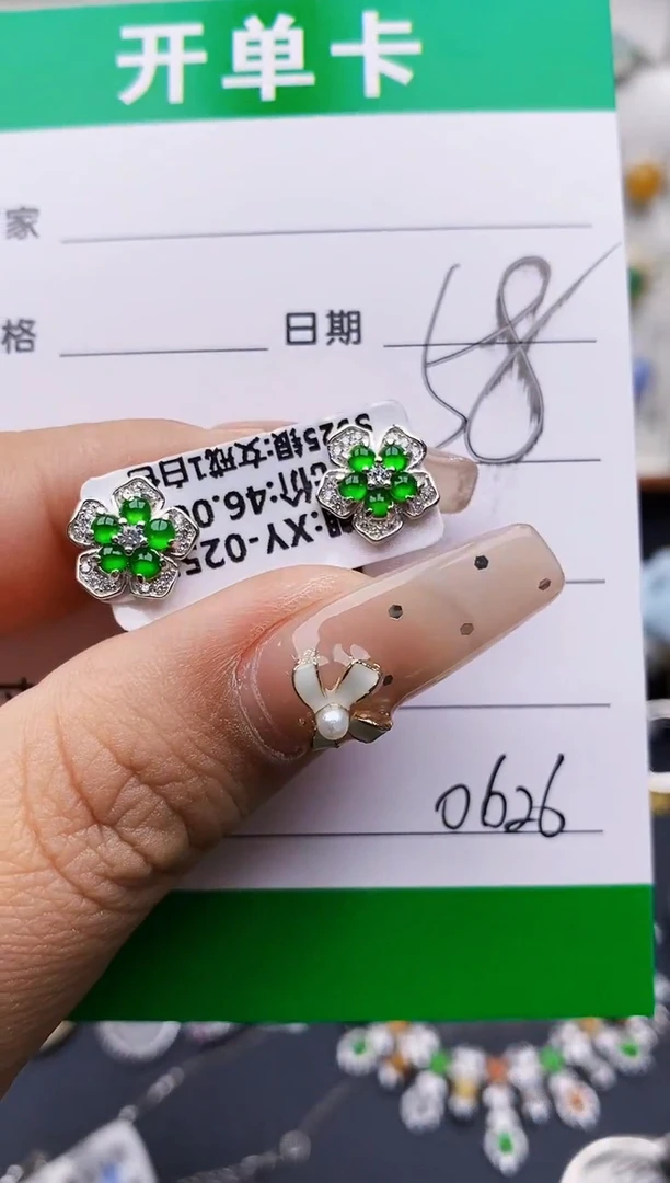 翡翠戒指银S925镶嵌0626