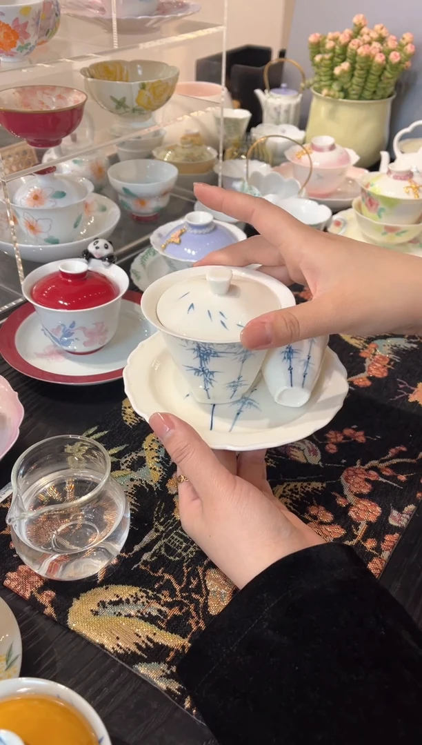 【闪购商品】盖碗+茶杯+壶承 哈哈哈哈